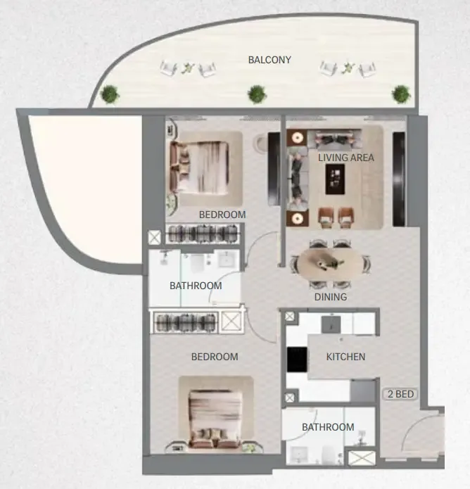 2 bedroom Apartments floor plan at Maybach 6