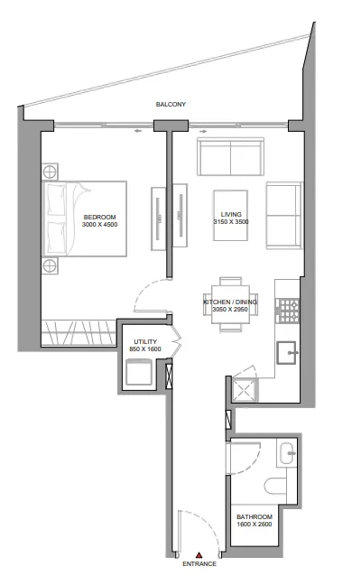 1 bedroom Apartments floor plan at The Serene at Sobha Central