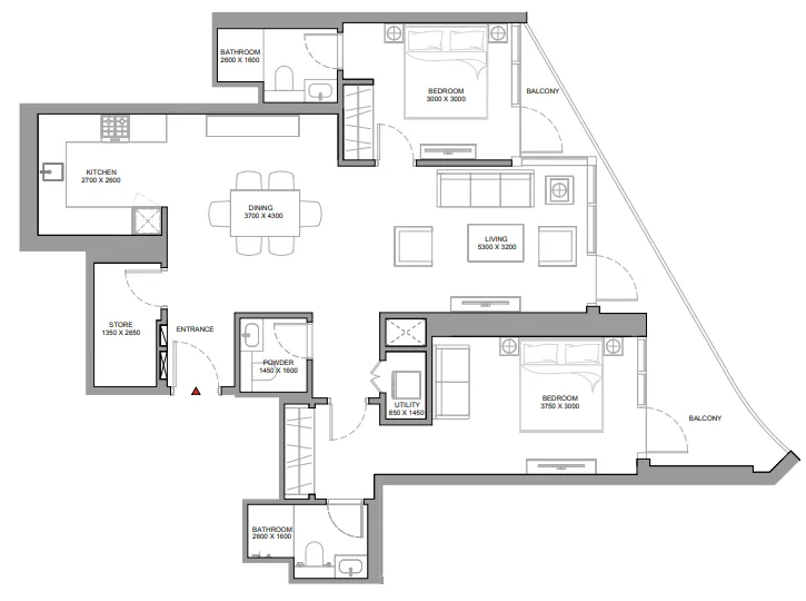 2 bedroom Apartments floor plan at Skyvue Spectra