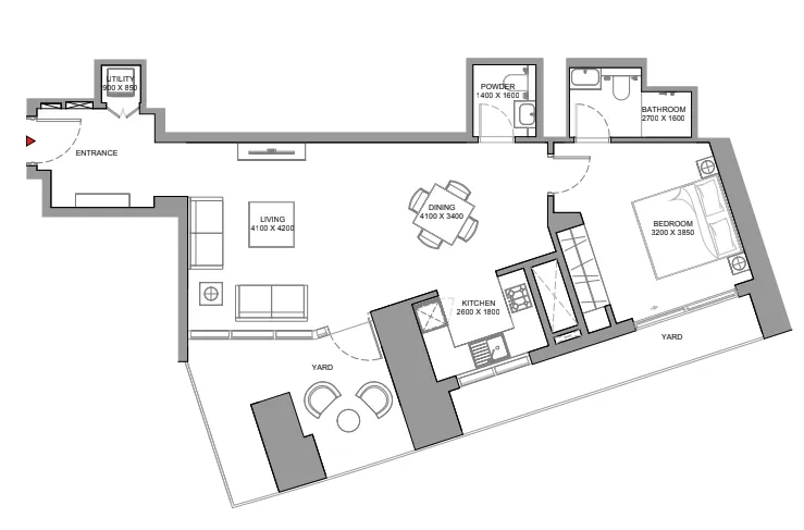 1 bedroom Apartments floor plan at Skyscape