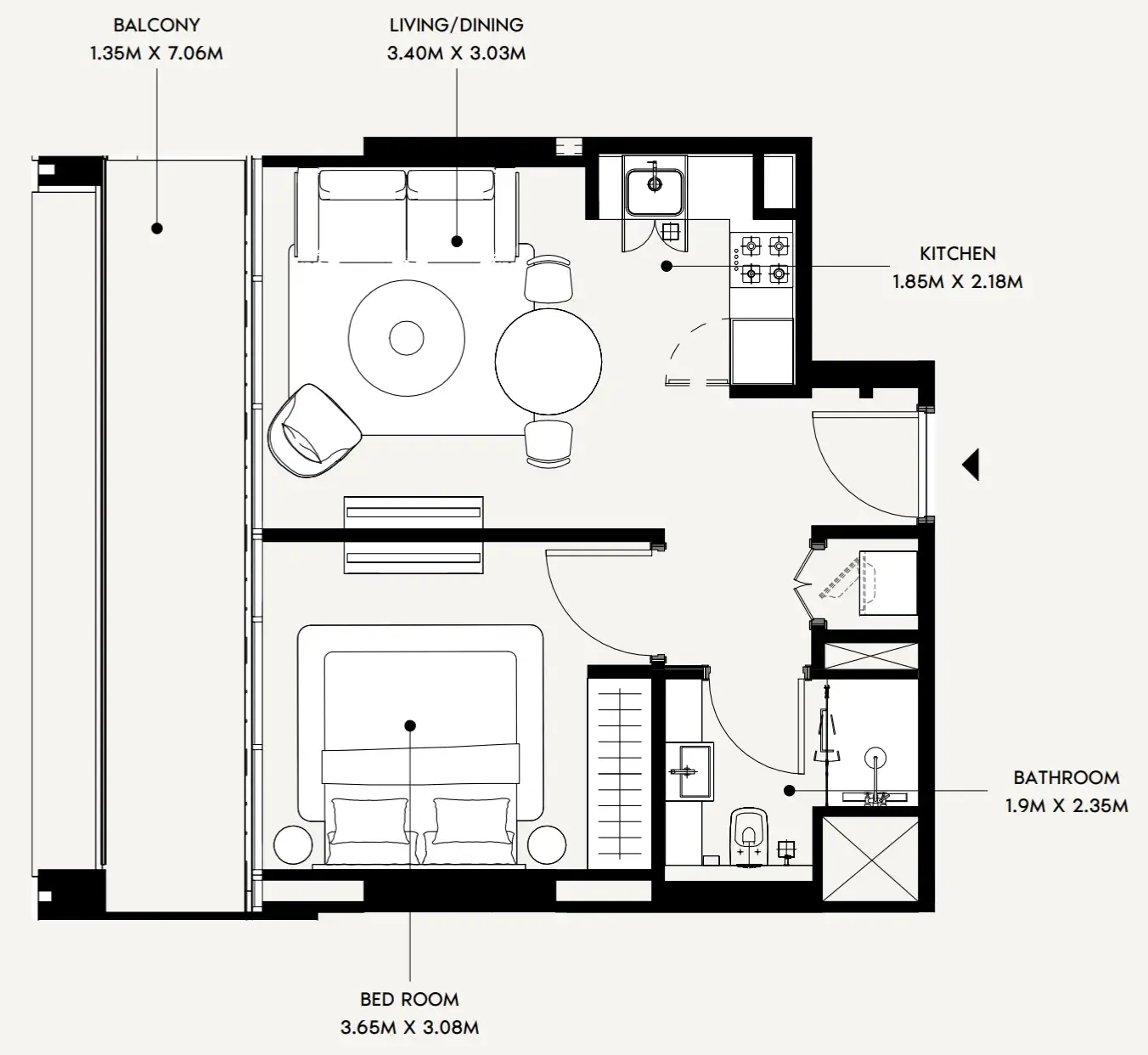 1 bedroom Apartments floor plan at Creek Views 4
