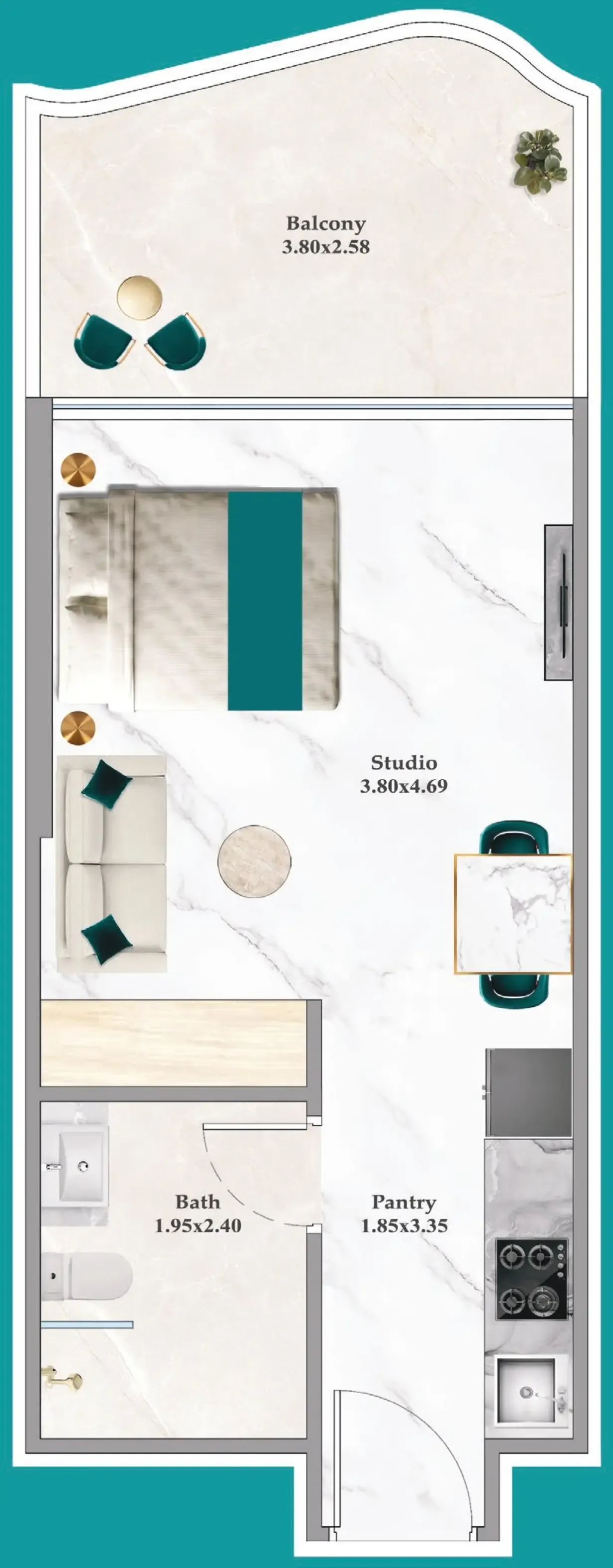 0 bedroom Apartments floor plan at Breez