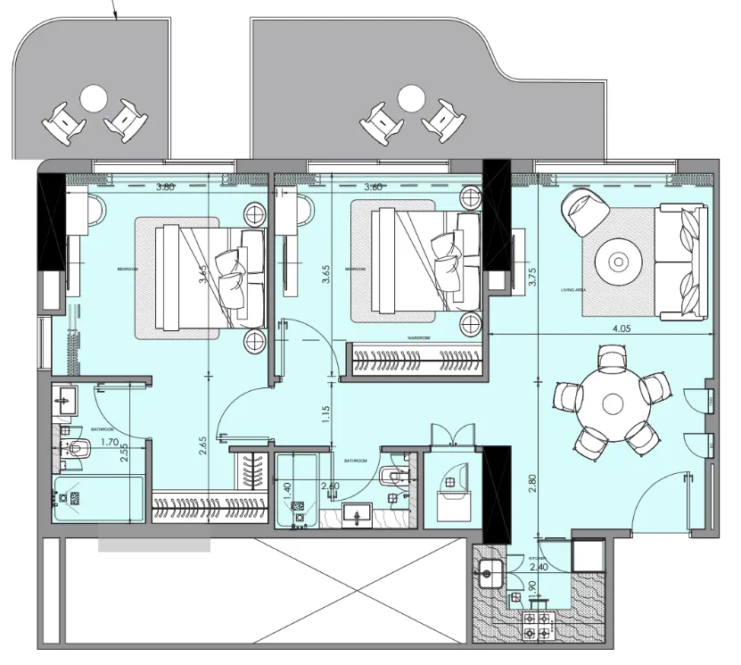 2 bedroom Apartments floor plan at Azizi Wasel