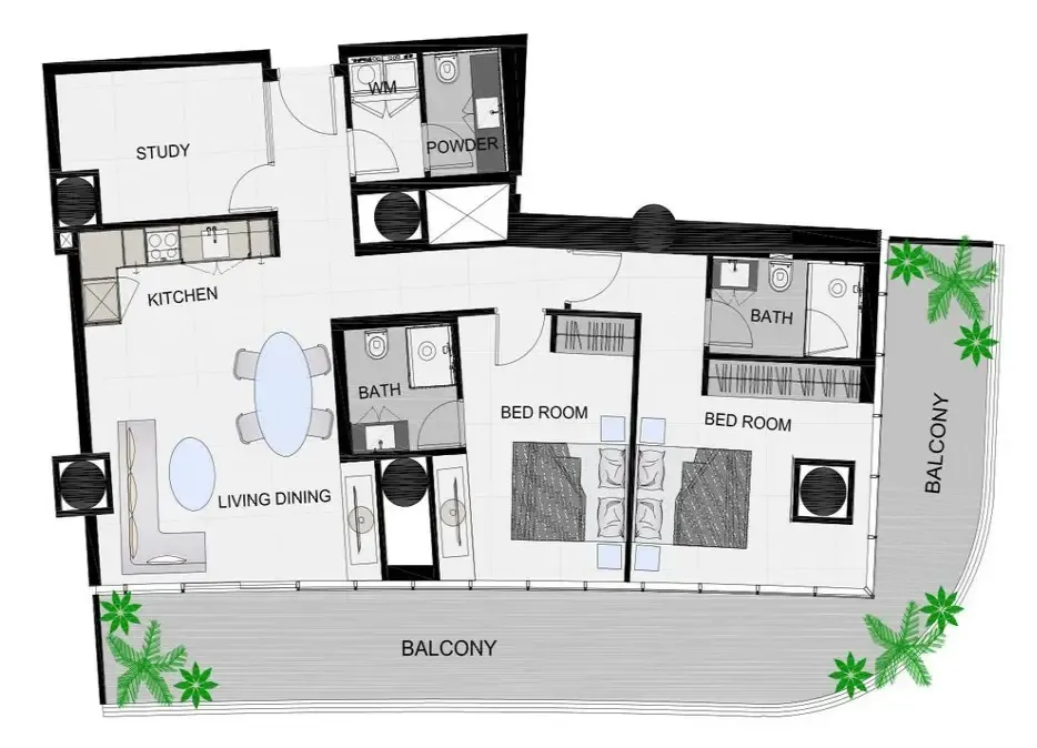 2 bedroom Apartments floor plan at The Community Sports Arena