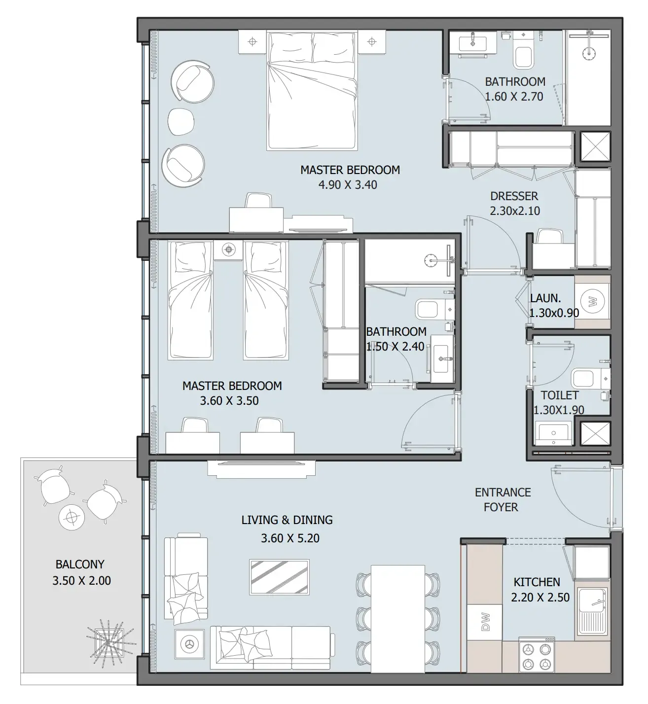 2 bedroom Apartments floor plan at Oceana