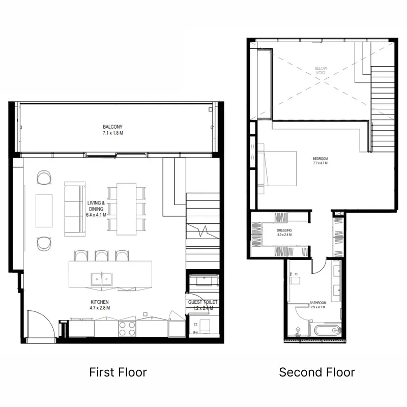 1 bedroom Duplex floor plan at il teatro Residences 1 and 2
