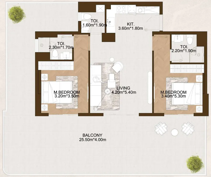 2 bedroom Apartments floor plan at Sports View 2