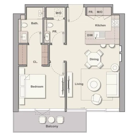 1 bedroom Apartments floor plan at Soto Grande