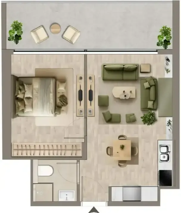 1 bedroom Apartments floor plan at Colibri Views