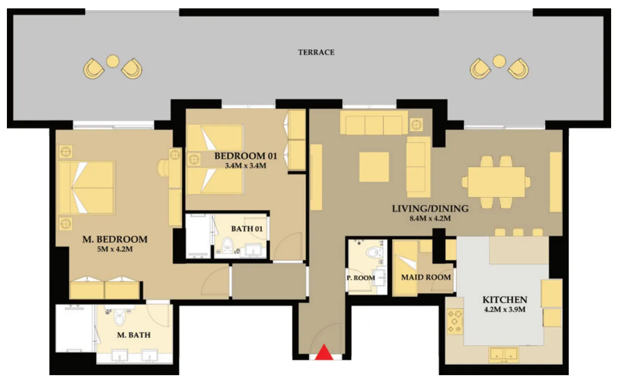 2 bedroom Apartments floor plan at Riva Residence