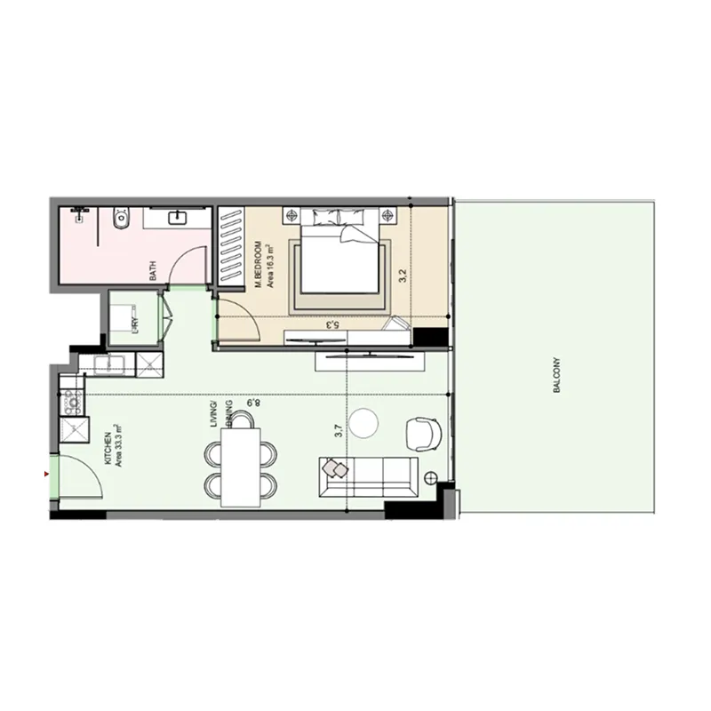 1 bedroom Apartments floor plan at Edgewater Residences 1, 2 and 3