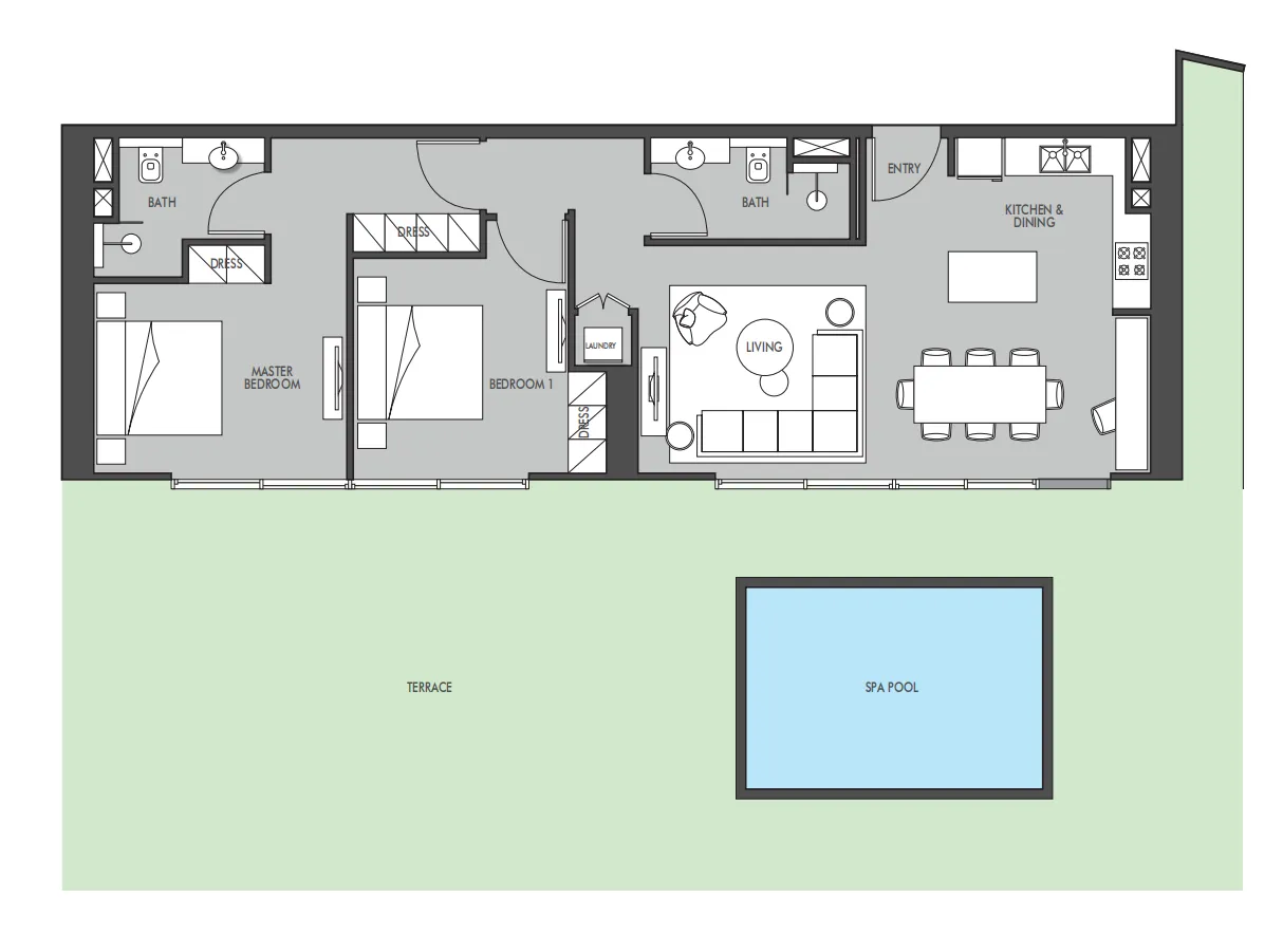 2 bedroom Apartments floor plan at The Waterway