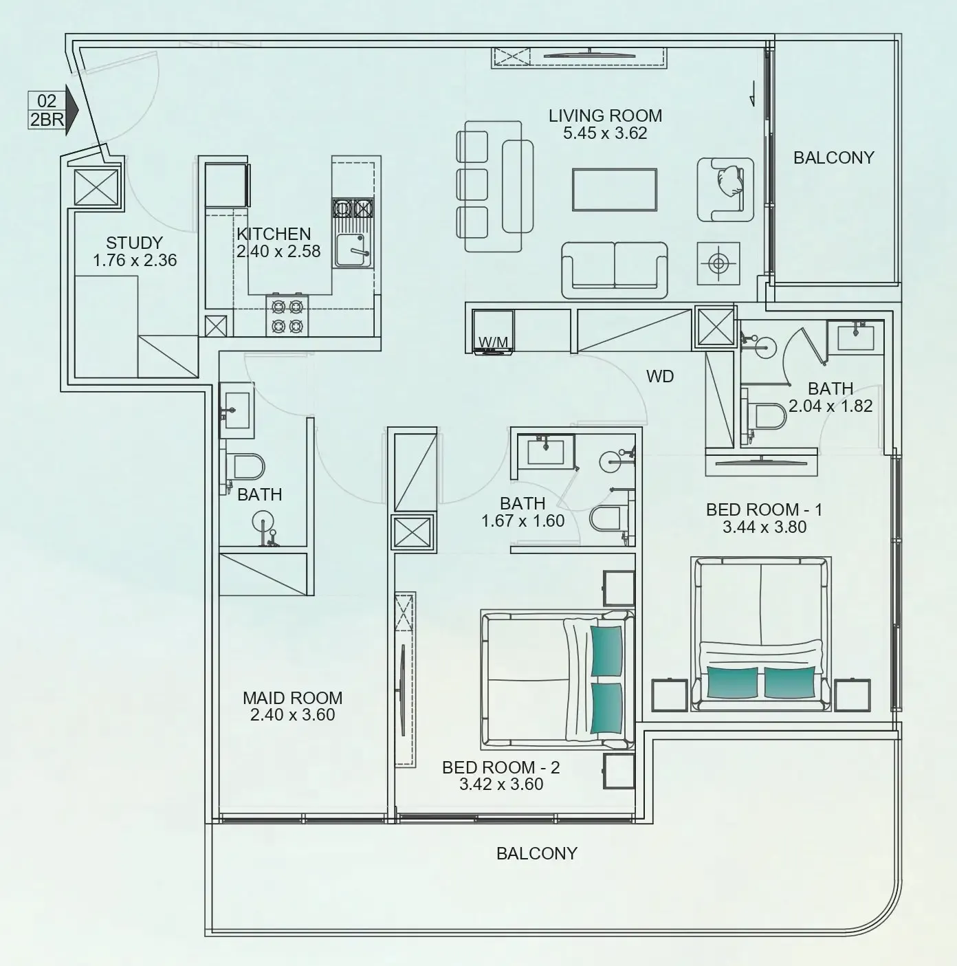 2.5 bedroom Apartments floor plan at Floarea Breeze