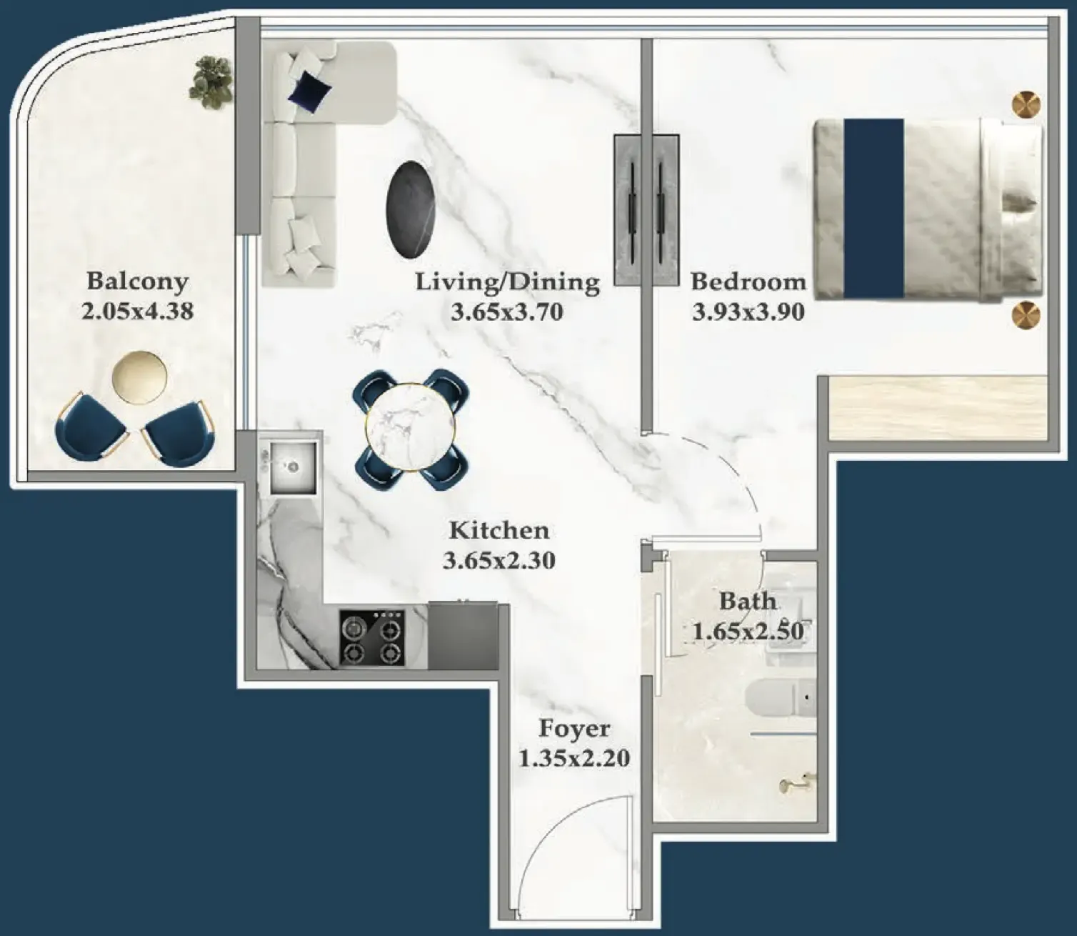 1 bedroom Apartments floor plan at Serenz