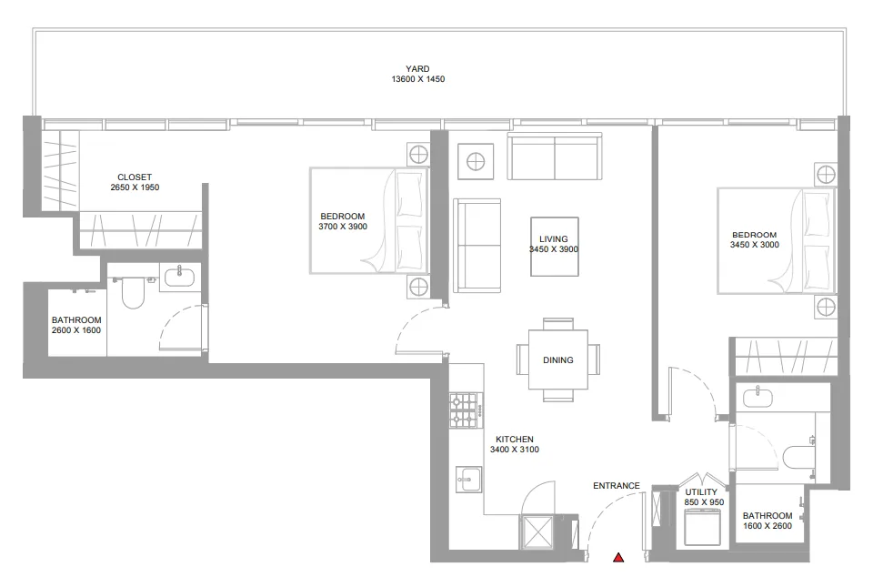 2 bedroom Apartments floor plan at Bayside Marina Residences