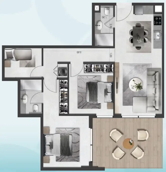 2.5 bedroom Apartments floor plan at Saray South Residences