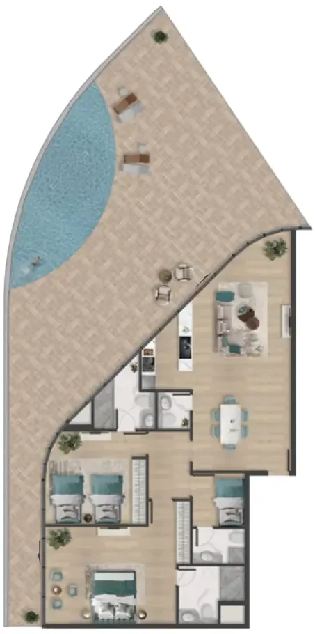 2 bedroom Apartments floor plan at Pelagia