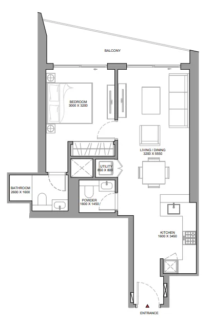 1 bedroom Apartments floor plan at The Serene at Sobha Central