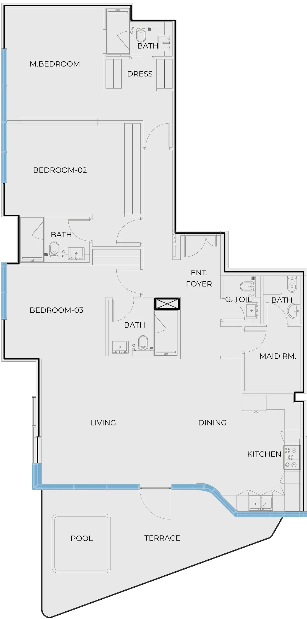 3 bedroom Apartments floor plan at Coastal Haven