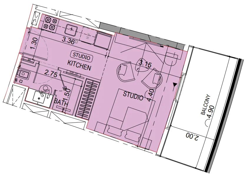 1 bedroom Apartments floor plan at Binghatti Skyflame