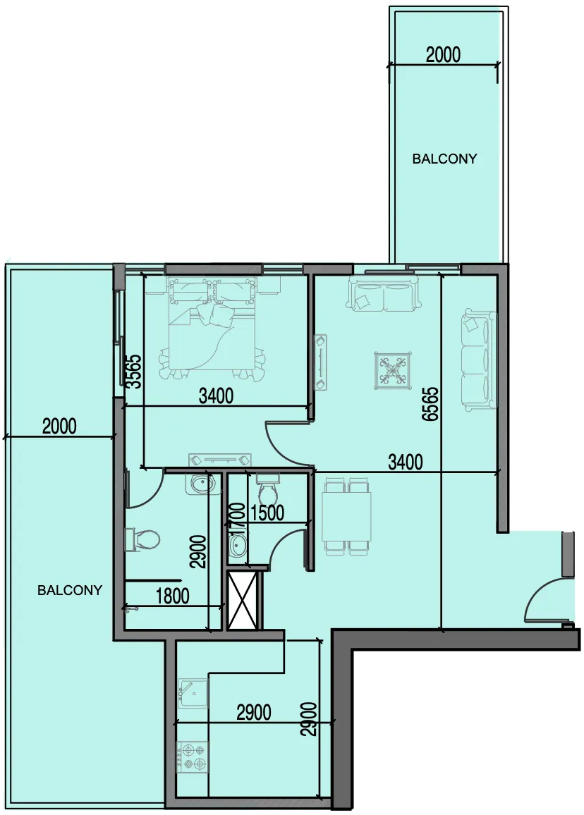 1 bedroom Apartments floor plan at Al Haseen Residences 3