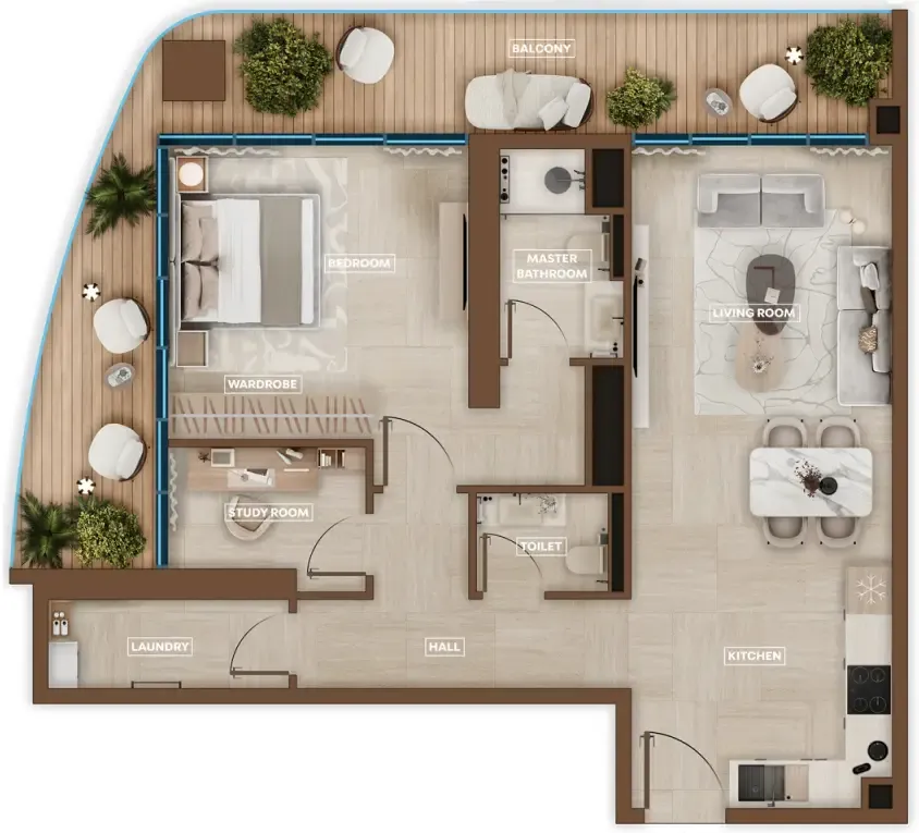 1.5 bedroom Apartments floor plan at Sky Hills Astra