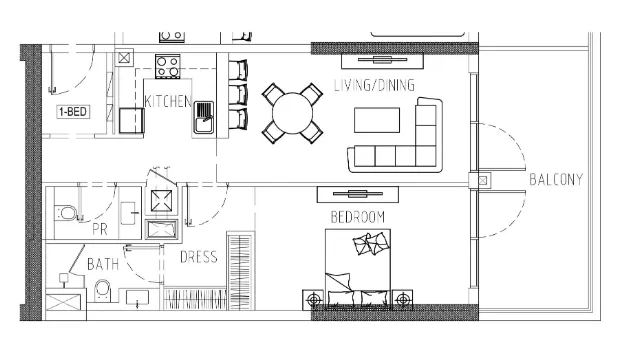 1 bedroom Apartments floor plan at Damac Riverside Views