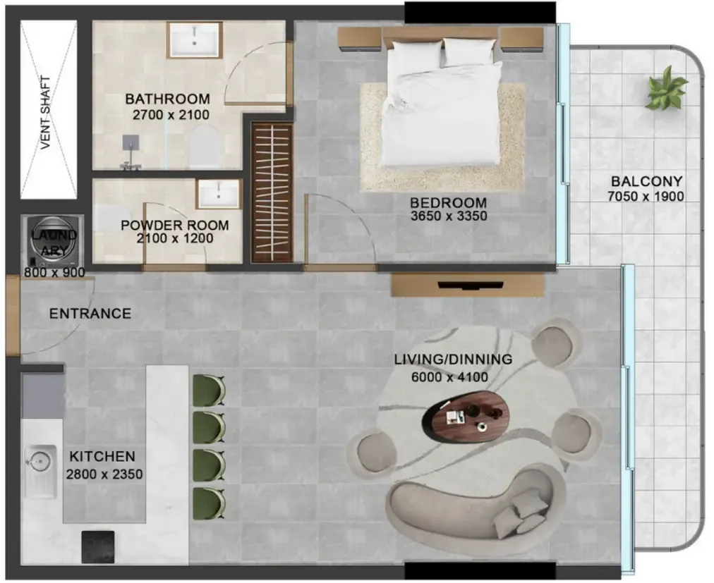 1 bedroom Apartments floor plan at Vivanti Residences by Meteora