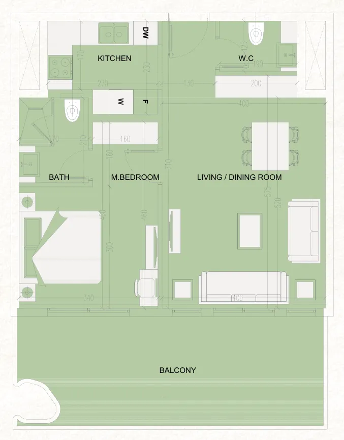1 bedroom Apartments floor plan at The WADI