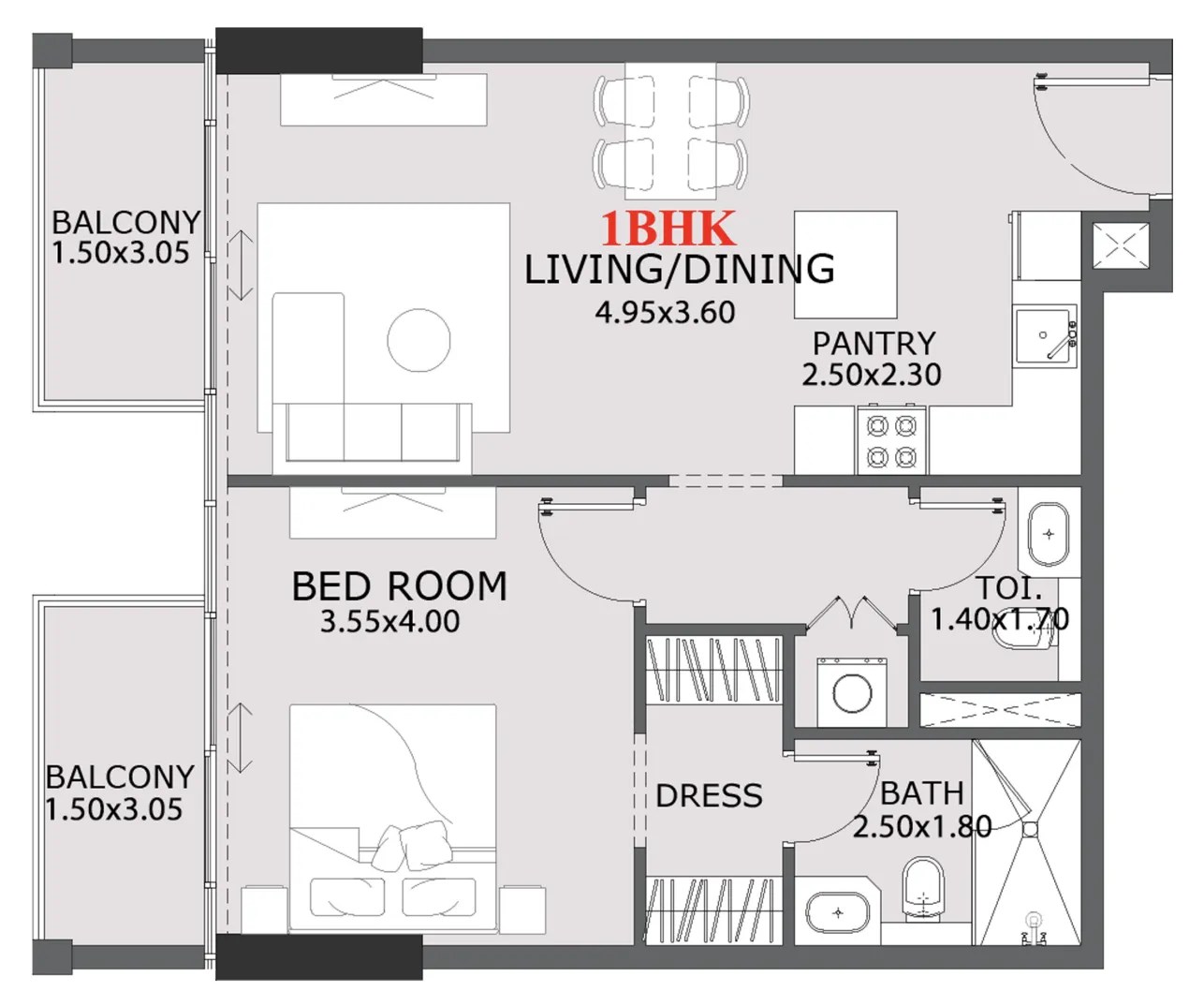 1 bedroom Apartments floor plan at Provenza Residences