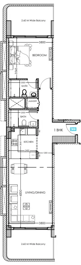 1 bedroom Apartments floor plan at Al Haseen Residences 5