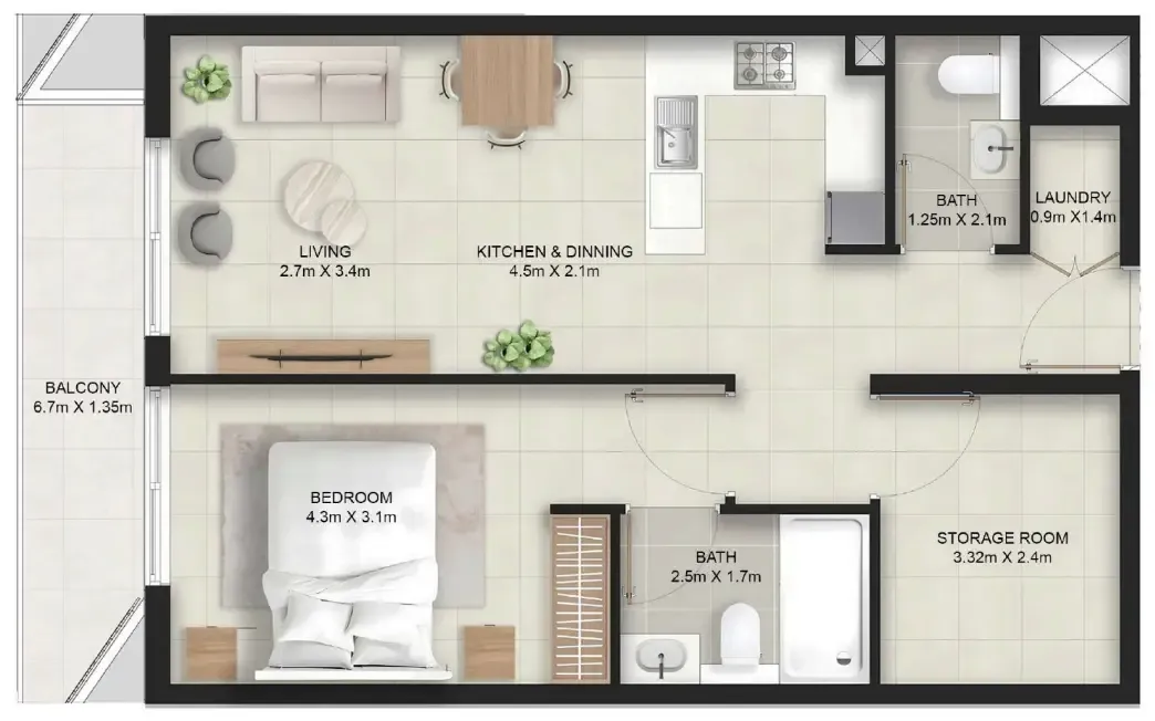 1 bedroom Apartments floor plan at Stellar Axis