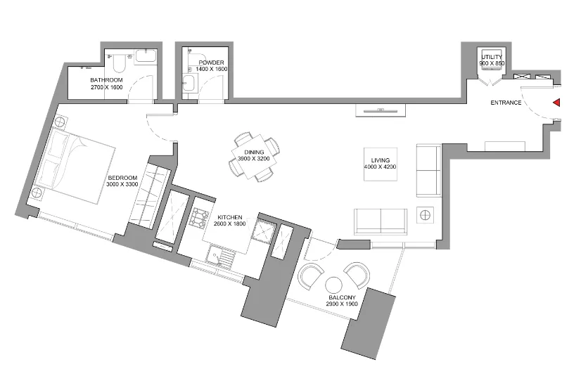 1 bedroom Apartments floor plan at Skyscape