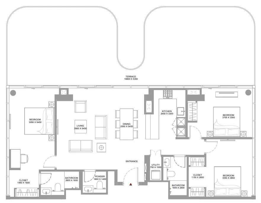 3 bedroom Apartments floor plan at Canalside Marina Residences