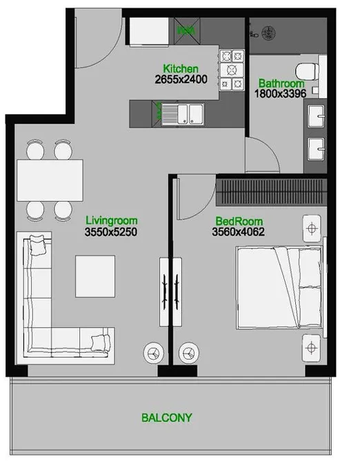 1 bedroom Apartments floor plan at The Central Downtown