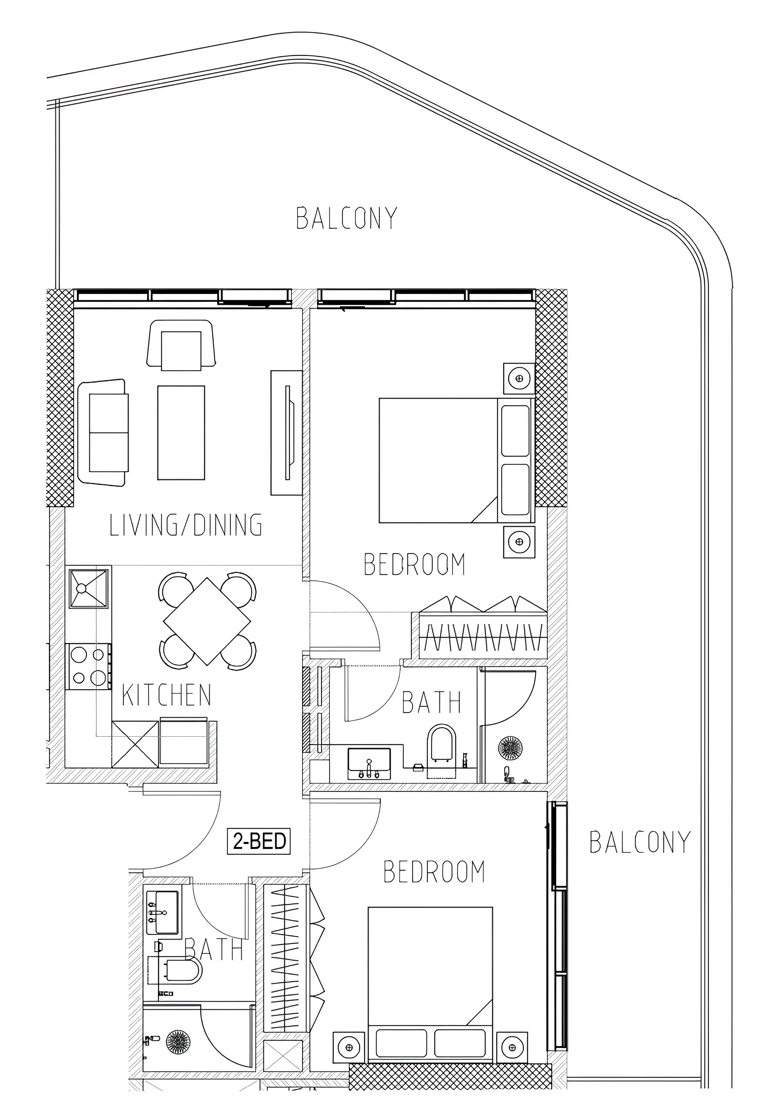 2 bedroom Apartments floor plan at Elo 2 and 3 Damac