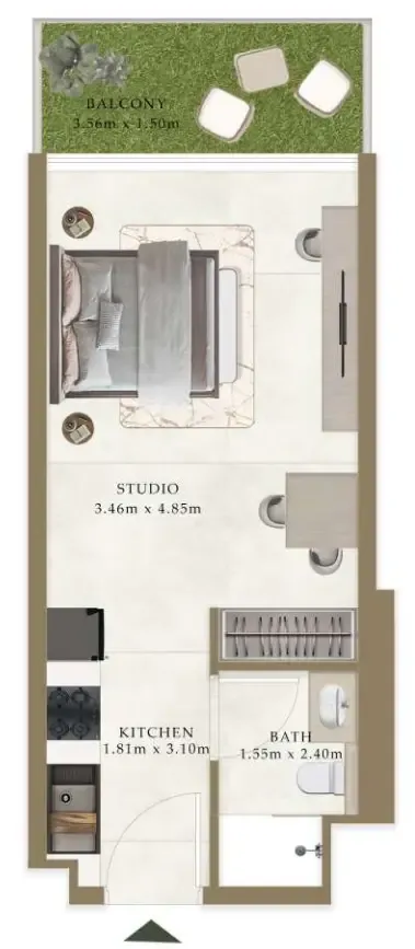 0 bedroom Apartments floor plan at Ryze Residences by AUM Development