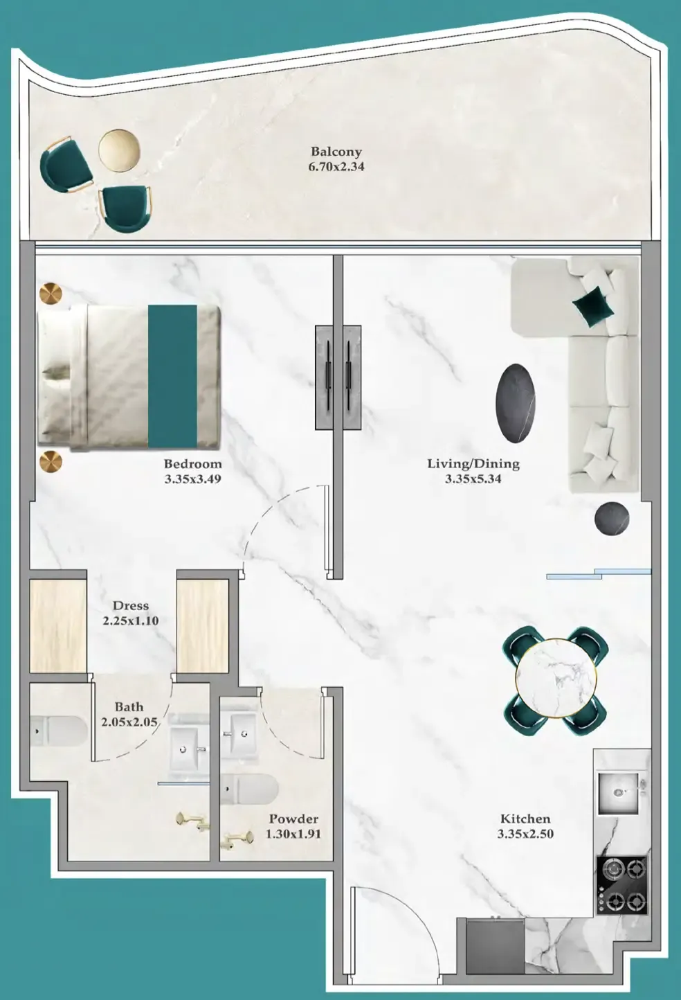 1 bedroom Apartments floor plan at Breez