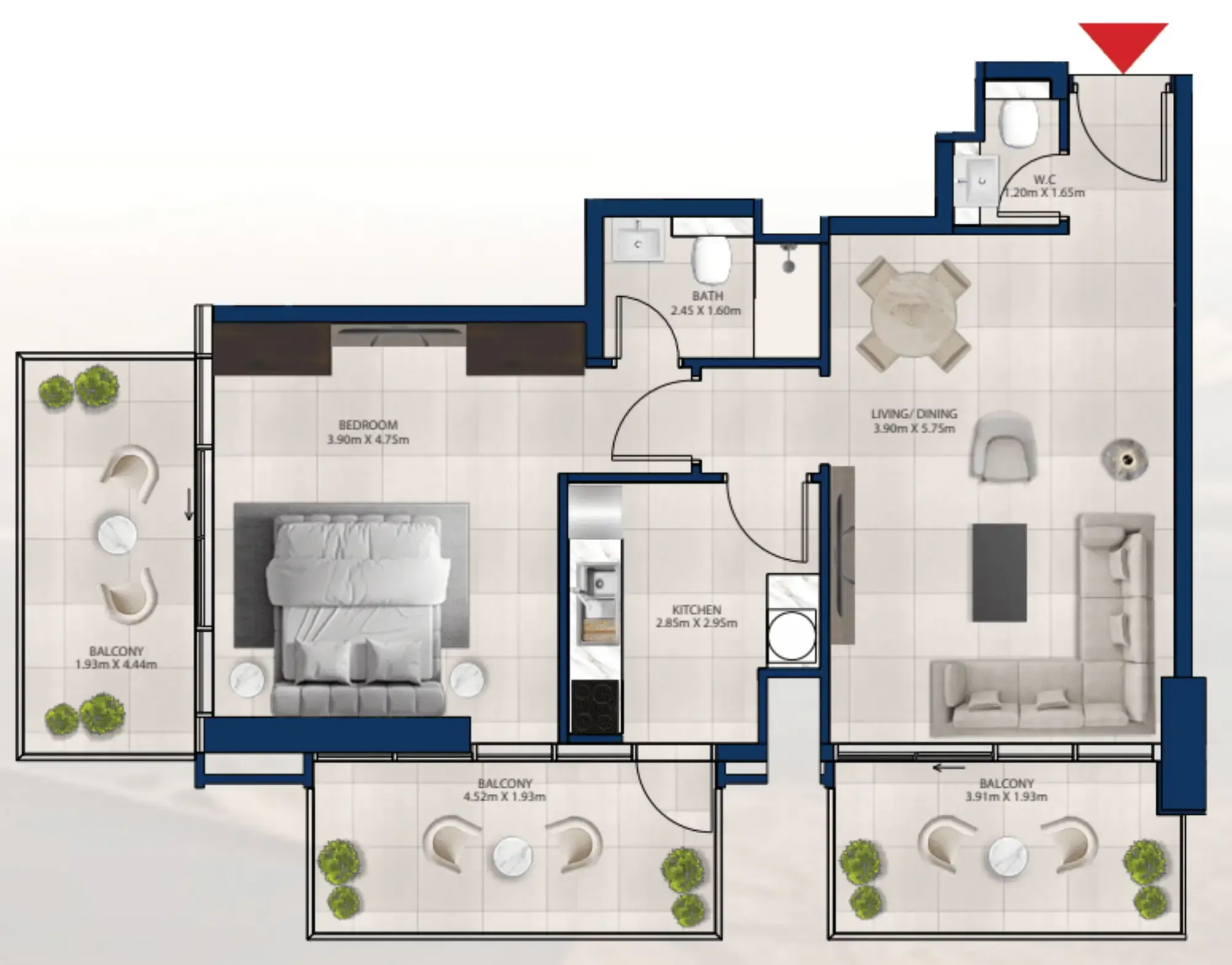 1 bedroom Apartments floor plan at Al Vista