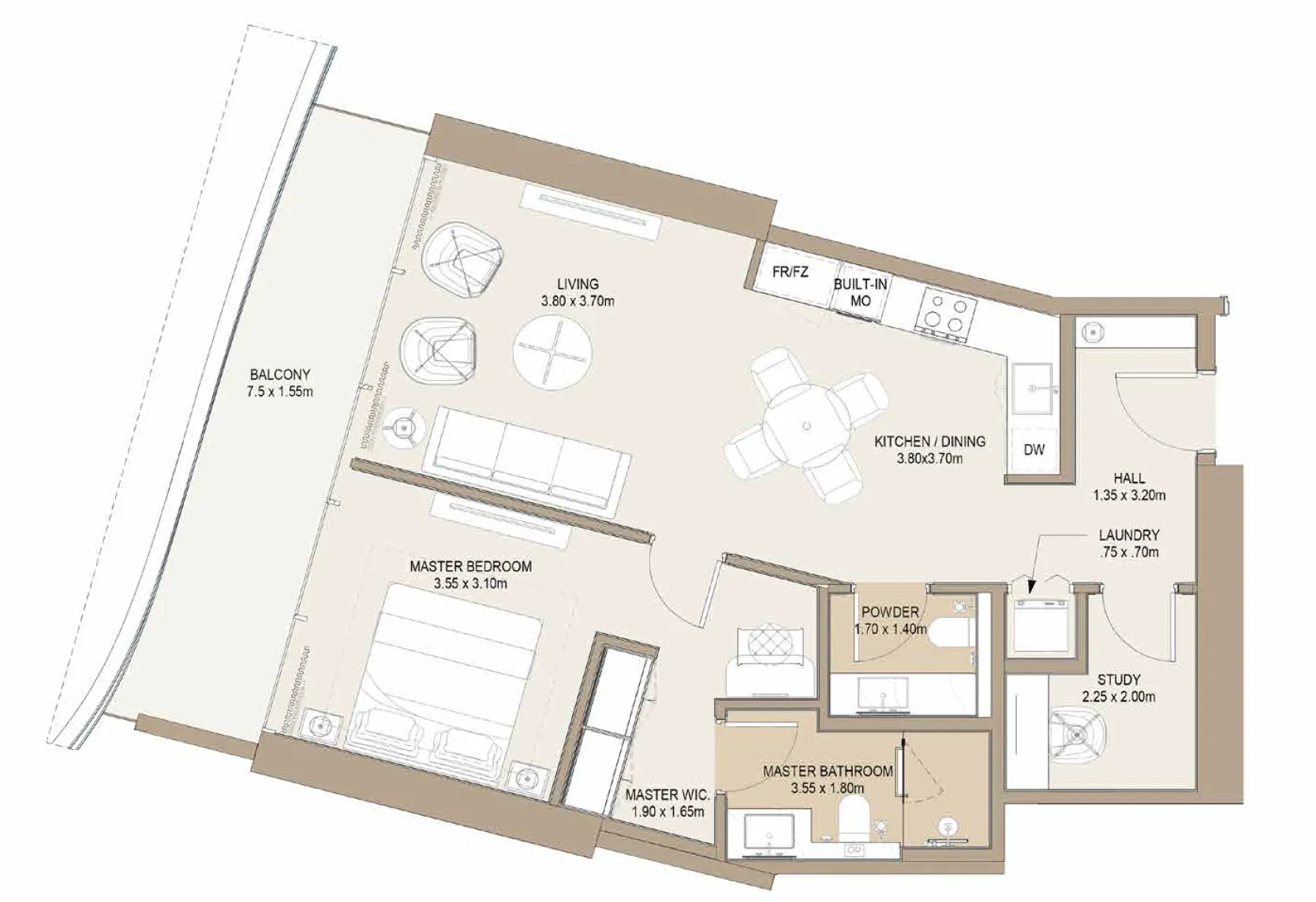 1 bedroom Apartments floor plan at Laguna Residence