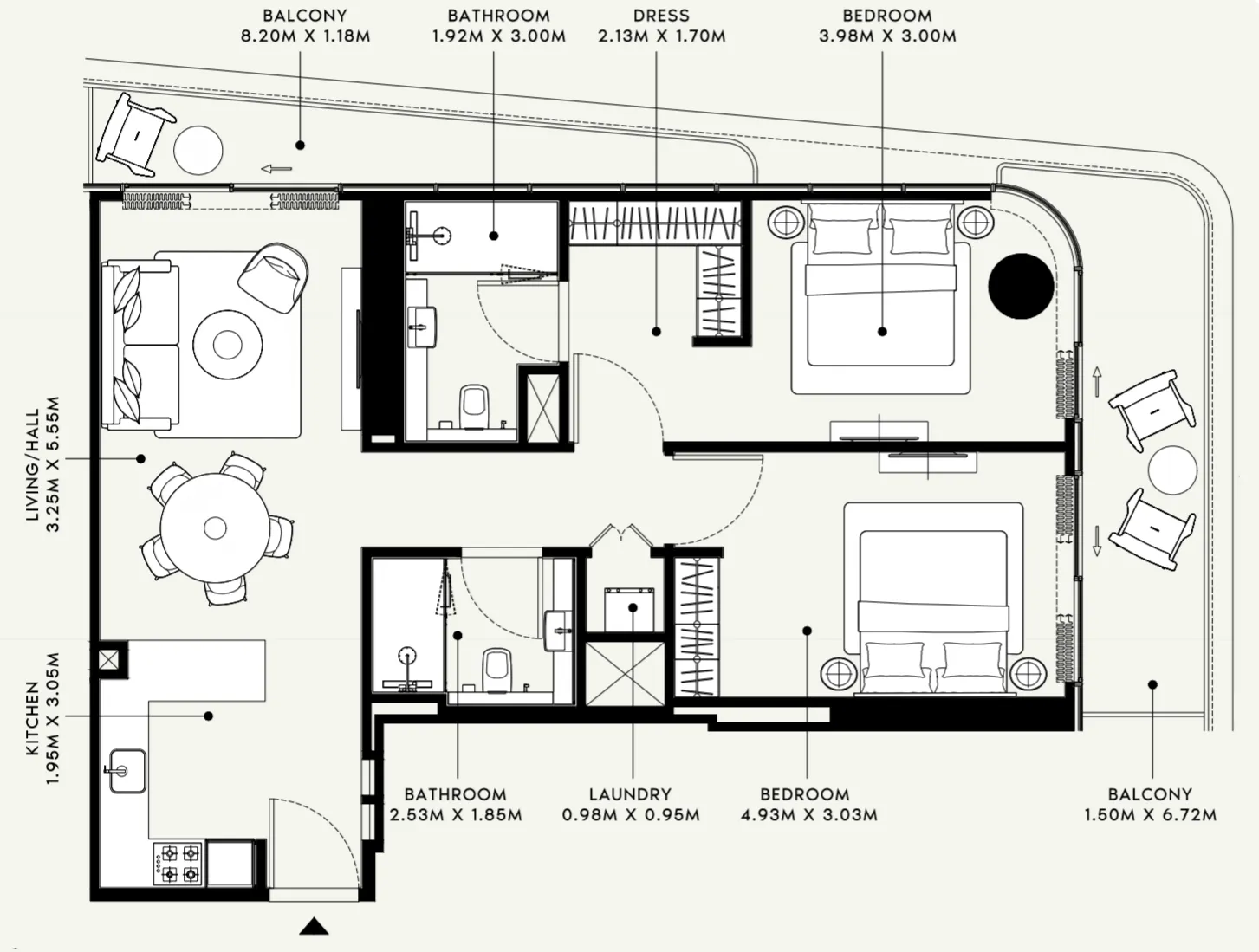 2 bedroom Apartments floor plan at Azizi Ruby