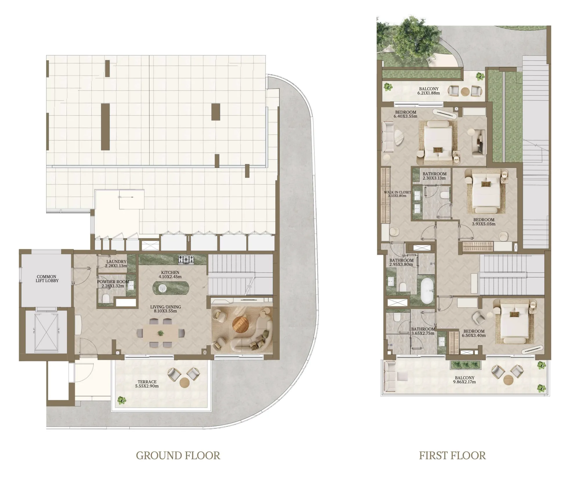 3 bedroom Townhouse floor plan at Nasim Al Bahr Residences