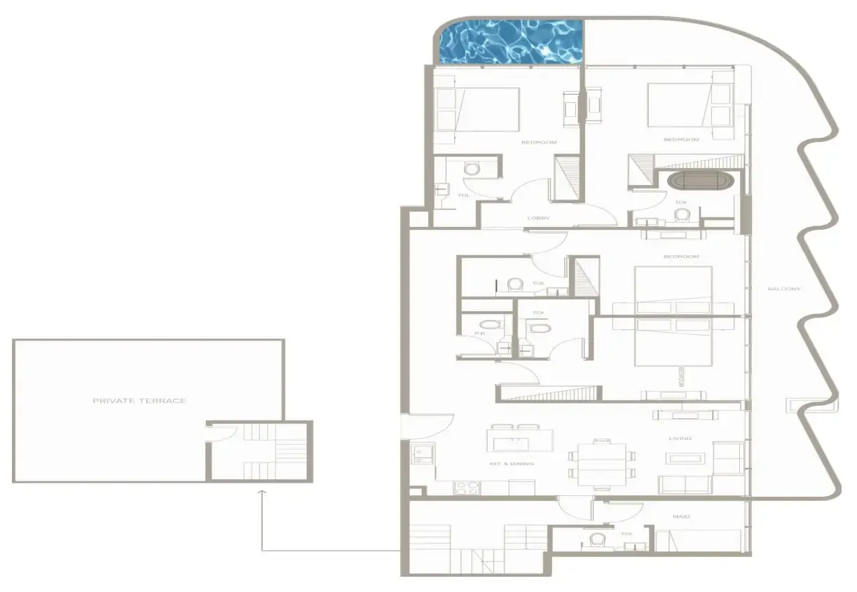 4.5 bedroom Apartments floor plan at Iluka Residences