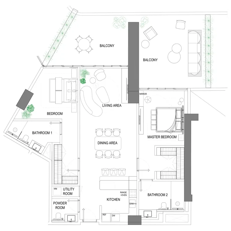 2 bedroom Apartments floor plan at Fortune Bay Residences