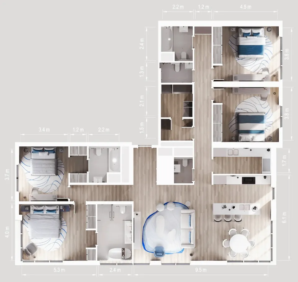 4.5 bedroom Apartments floor plan at Nikki Beach Residences