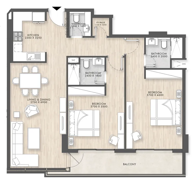 2 bedroom Apartments floor plan at Capital Horizon Terraces