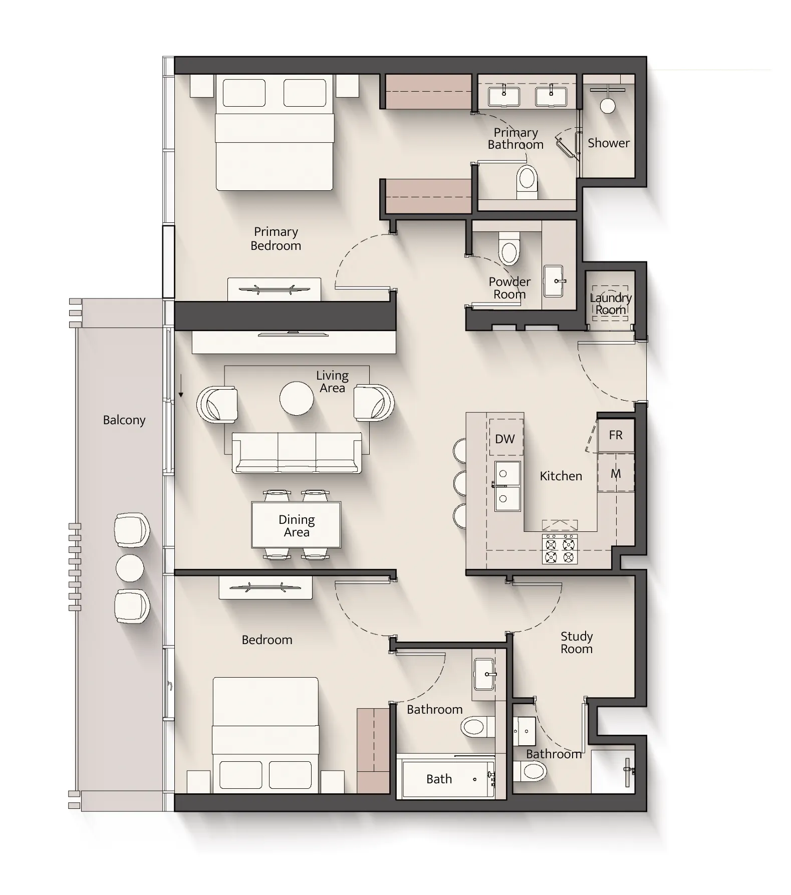 2.5 bedroom Apartments floor plan at Everly Place
