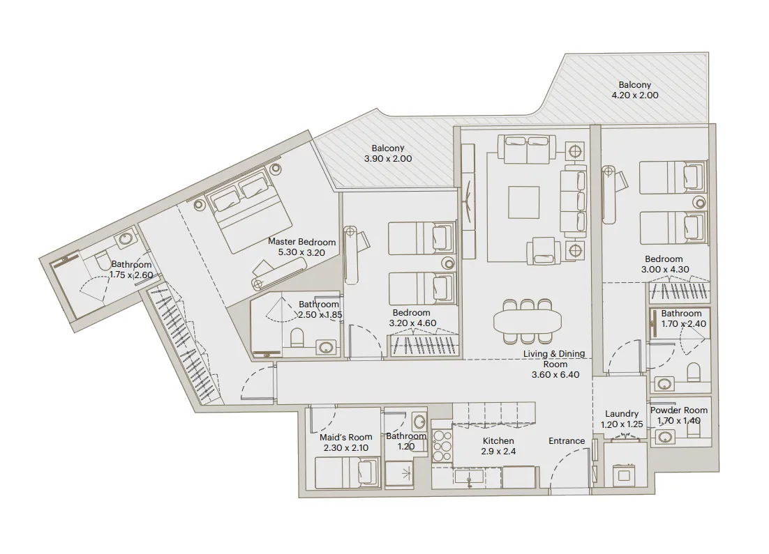 3 bedroom Apartments floor plan at Eleve