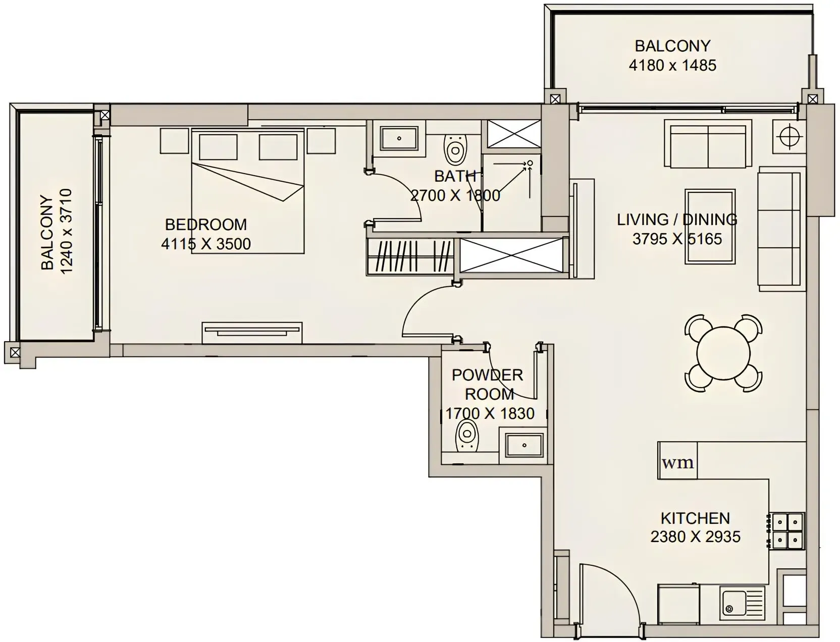 1 bedroom Apartments floor plan at Nirvana Residences 1