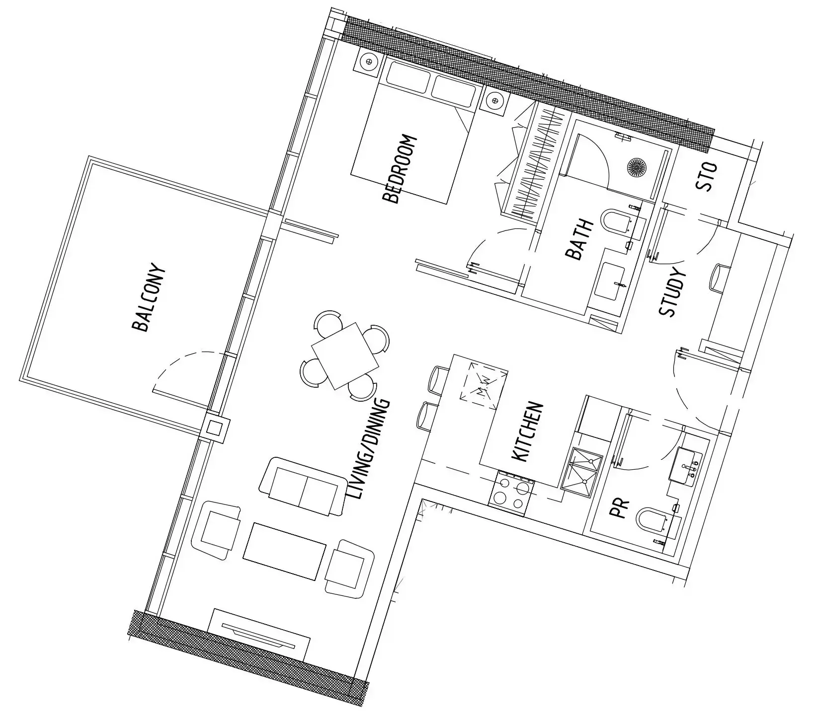 1 bedroom Apartments floor plan at Damac District